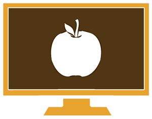 Computer Monitor with an apple in the middle of the screen