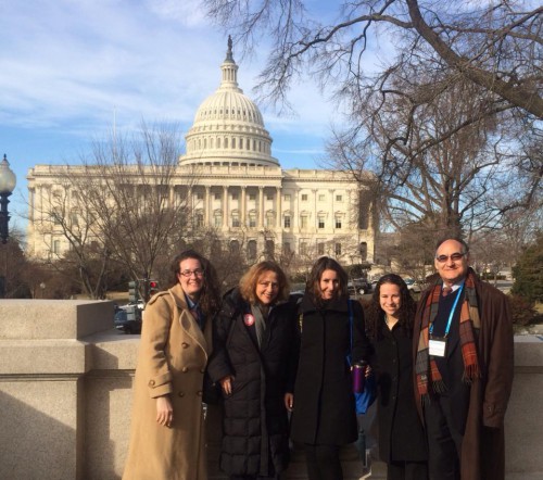 Image of Dana and Sharon with other disability advocates in front of the US Capitol