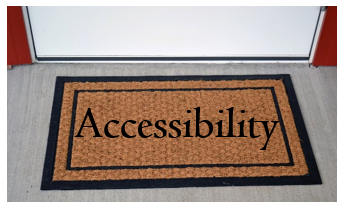 Image of a door mat with the word 'Accessibility' printed on it