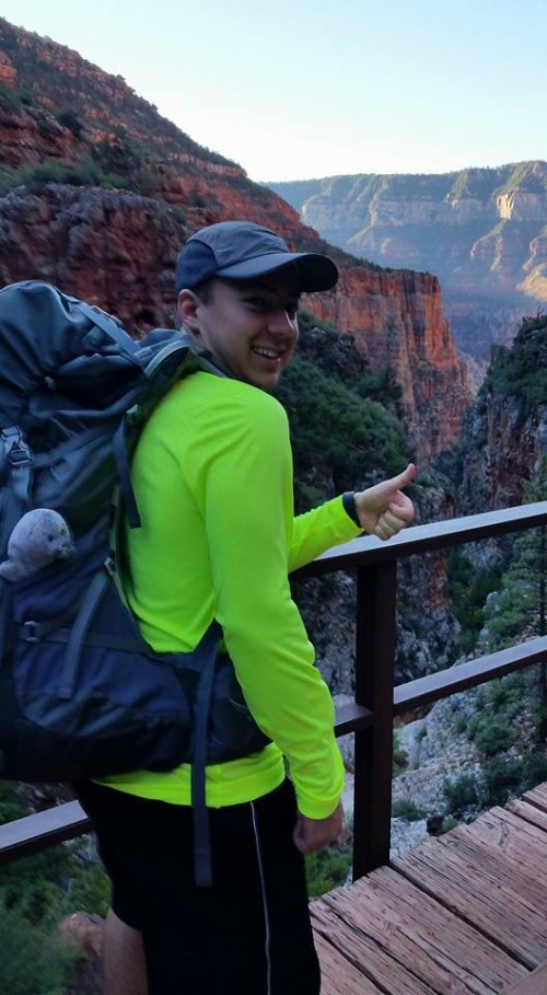 Ryan with a large backpack in the Grand Canyon